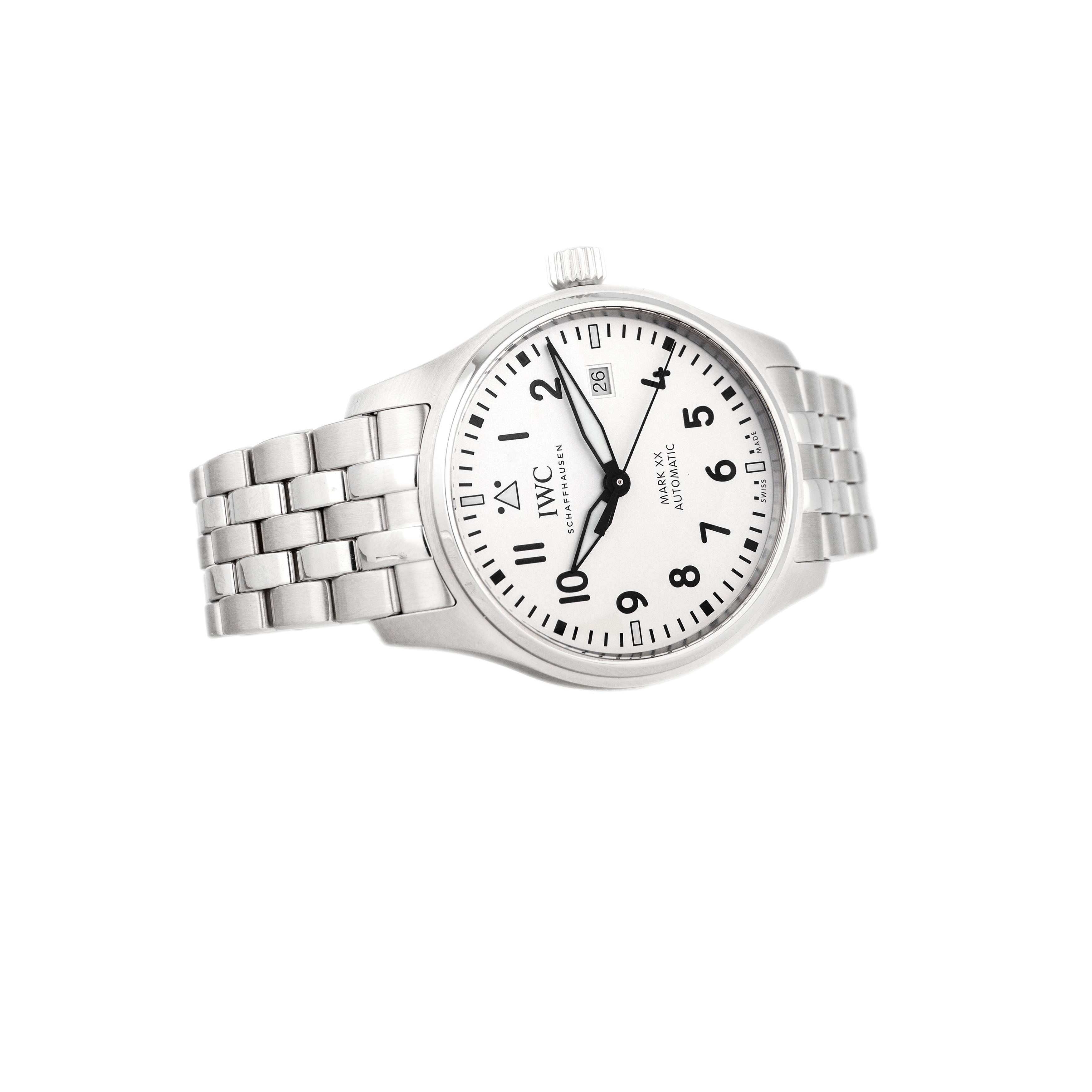 IWC Pilot's Watch Mark XX Stainless Steel White Dial 40mm IW328208 Ful
