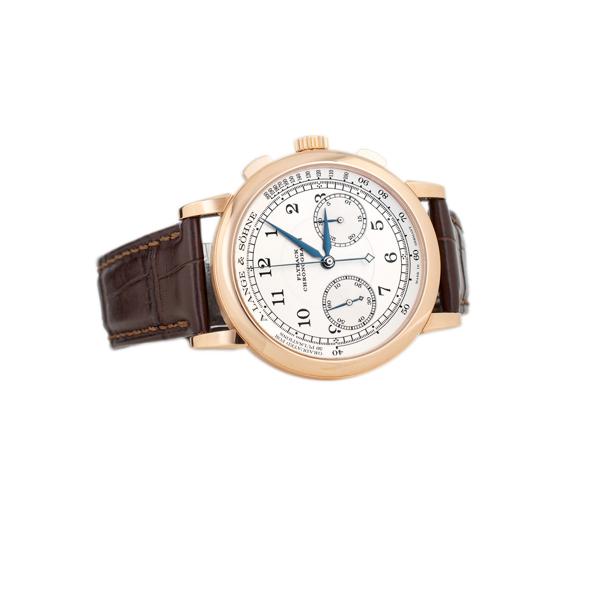 A. Lange & Sohne 1815 Chronograph Rose Gold Silver Dial 39mm 414.032 Full Set