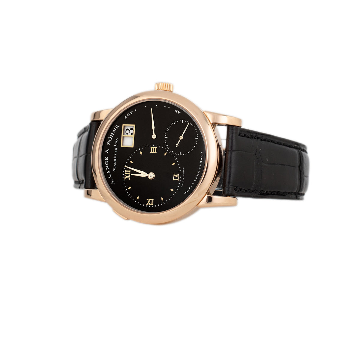 A. Lange & Sohne Lange 1 Rose Gold Black Dial 38mm 101.031