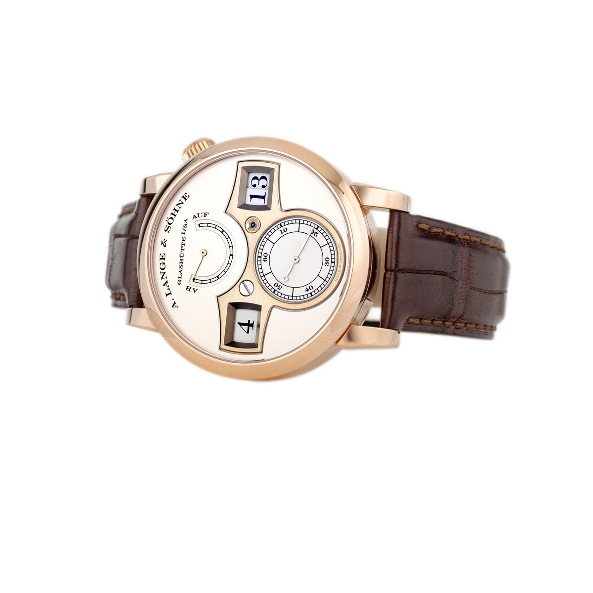 A. Lange & Sohne Zeitwerk Rose Gold Silver Dial 41mm 140.032