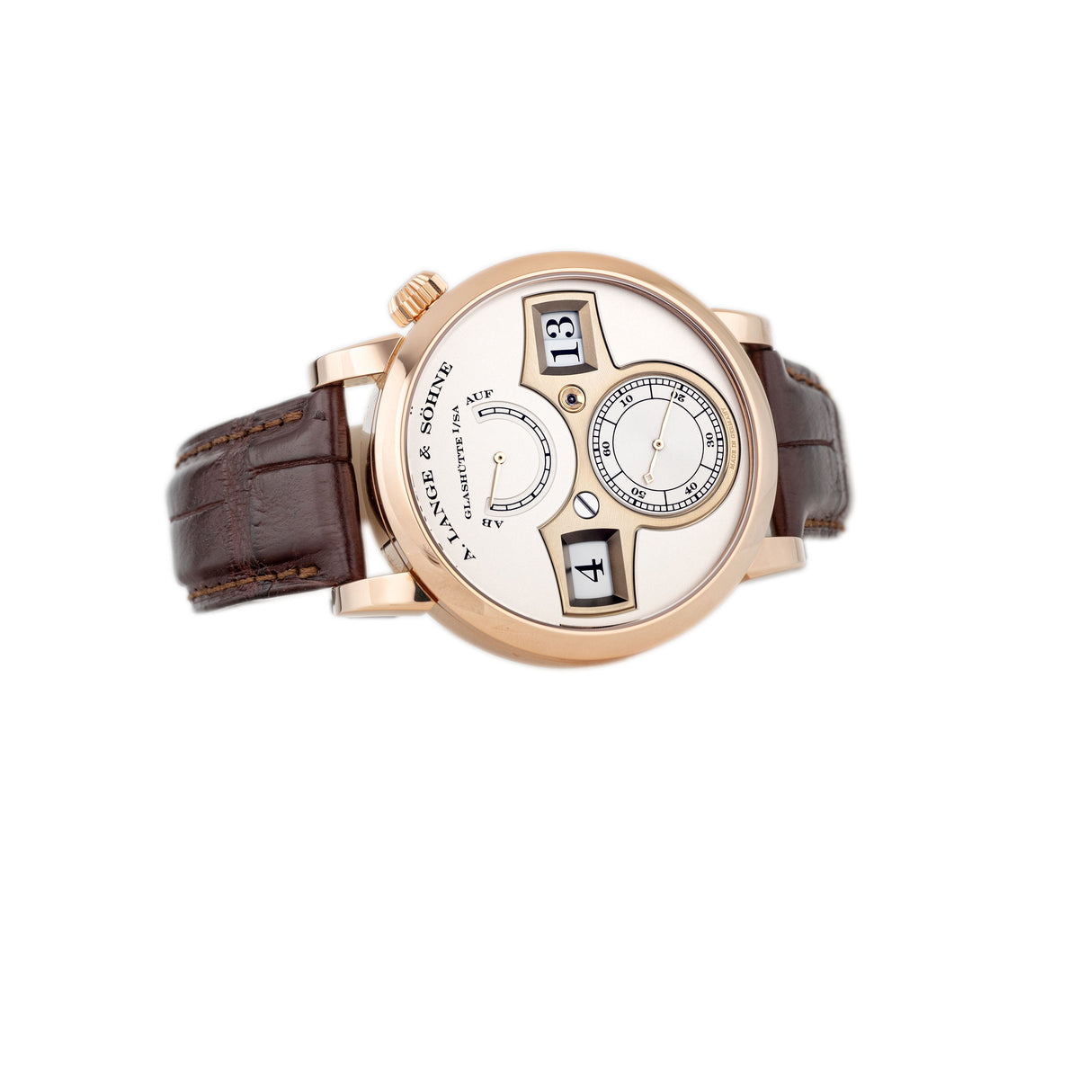 A. Lange & Sohne Zeitwerk Rose Gold Silver Dial 41mm 140.032