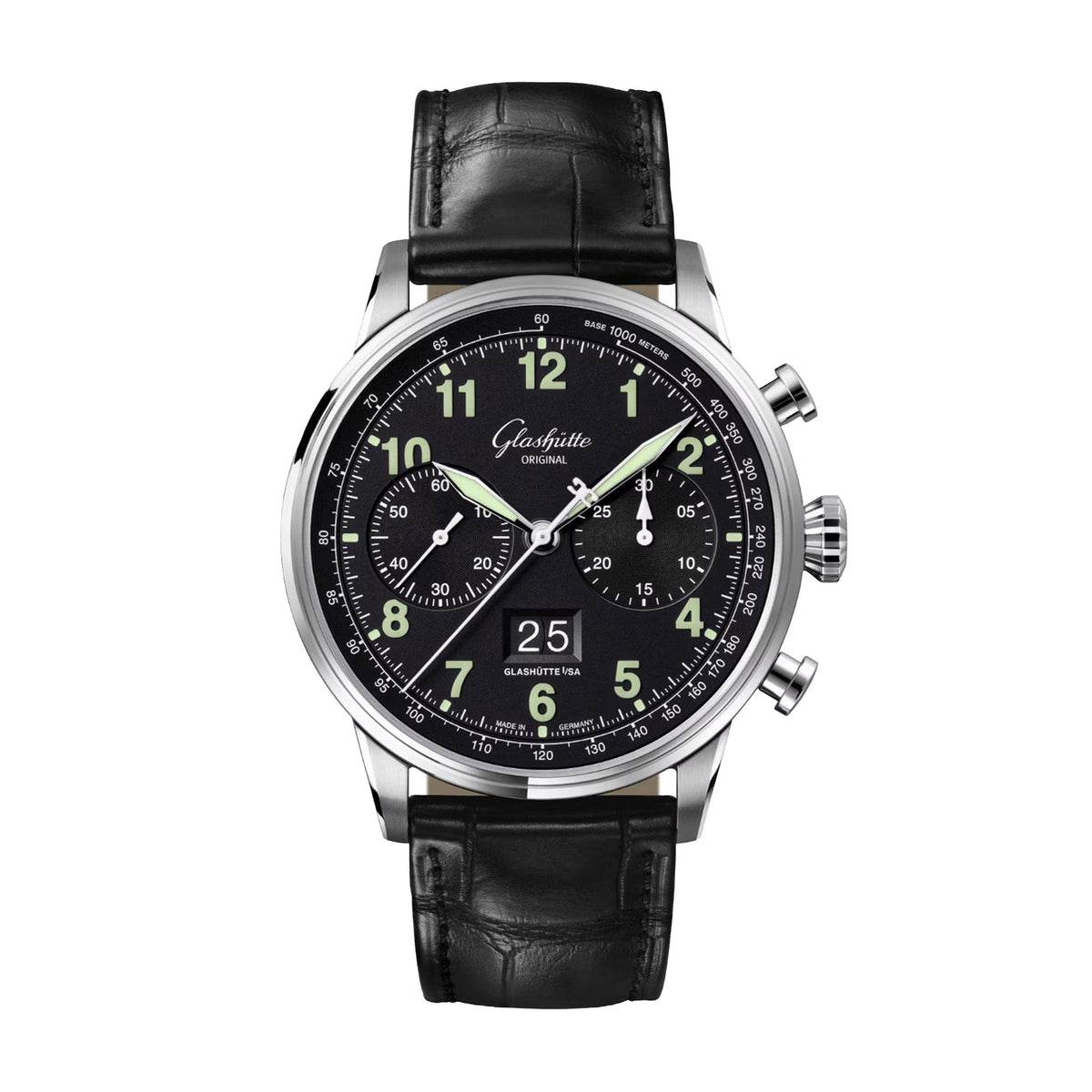 Glashutte Original Senator Chronograph Navigator Watch, 41mm Black Dial, 1-37-24-20-12-61
