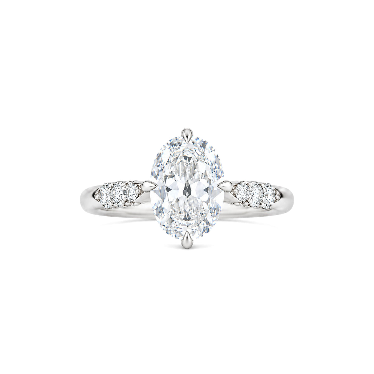 14k White Gold Lab Grown 2.56ct Modified Oval Diamond Engagement Ring