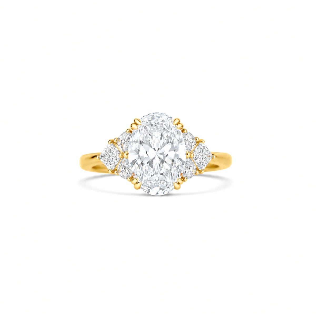 14k Yellow Gold Lab Grown 2.56ct Oval Diamond Engagement Ring
