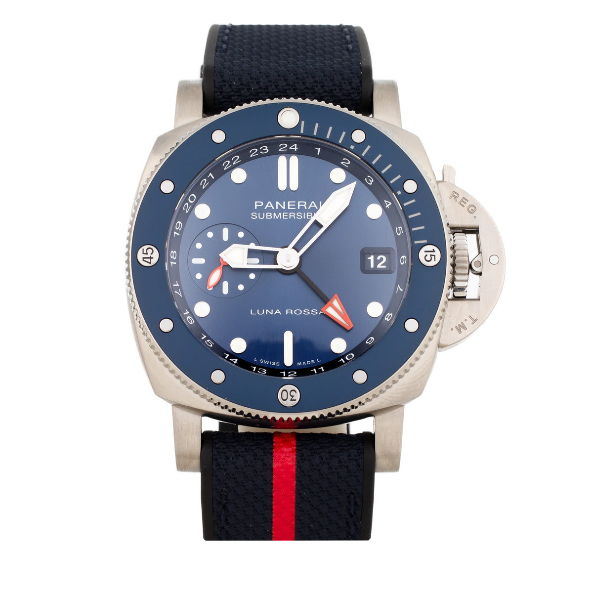 Panerai Submersible GMT Luna Rossa Titanium Blue Dial 42mm Pam01507 Full Set