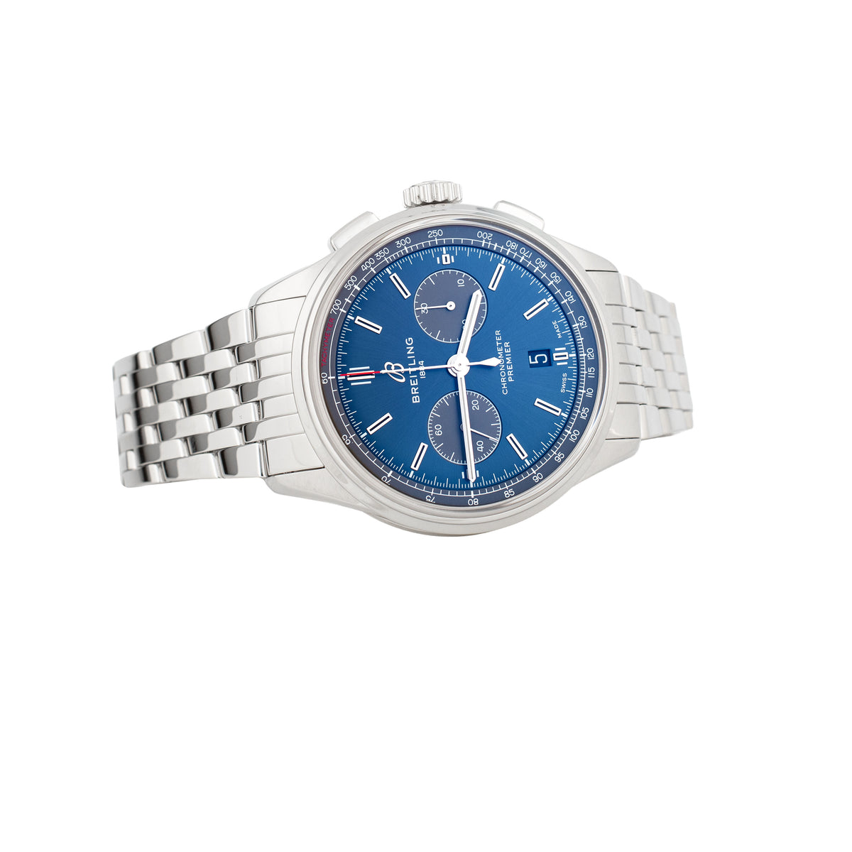 Breitling Premier B01 Chronograph 42 Stainless Steel Blue Dial 42mm AB0118 Full Set
