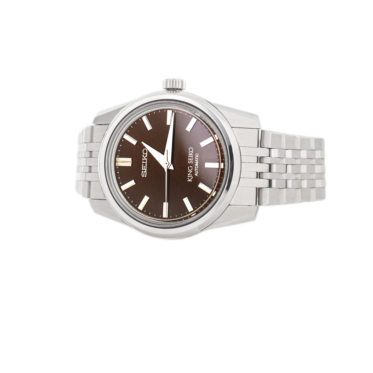 Seiko King Seiko Stainless Steel Brown Dial 37mm SPB285J1 Full Set