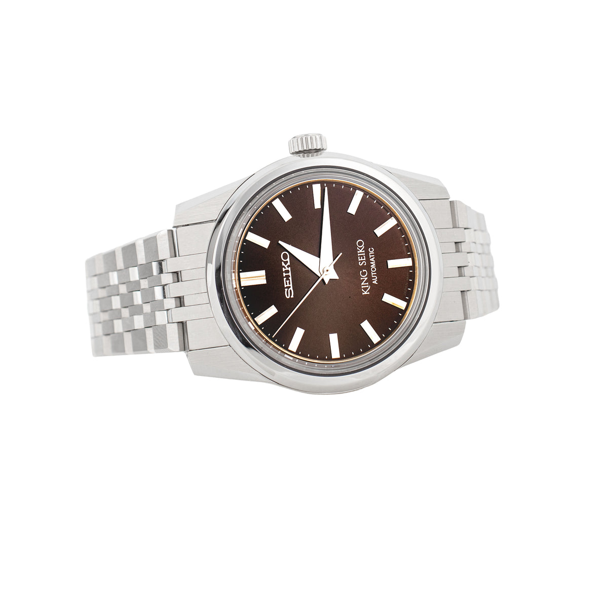 Seiko King Seiko Stainless Steel Brown Dial 37mm SPB285J1 Full Set
