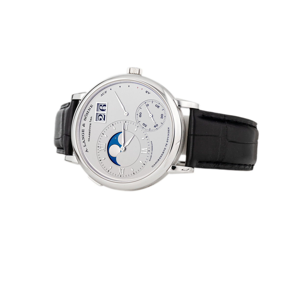 A. Lange & Sohne Grand Lange 1 Moonphase Platinum Silver Dial 41mm 139.025