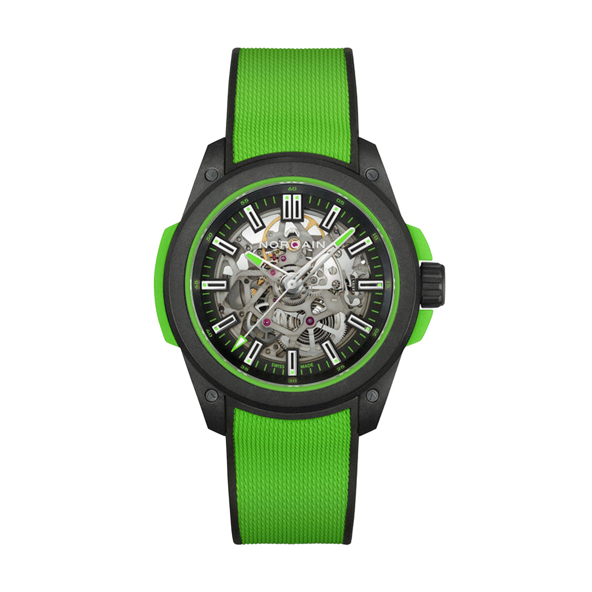 Norqain Independence Wild One Skeleton Gecko Watch, 42mm Green Skeleton Dial, N3000.07Q20.B14.R02