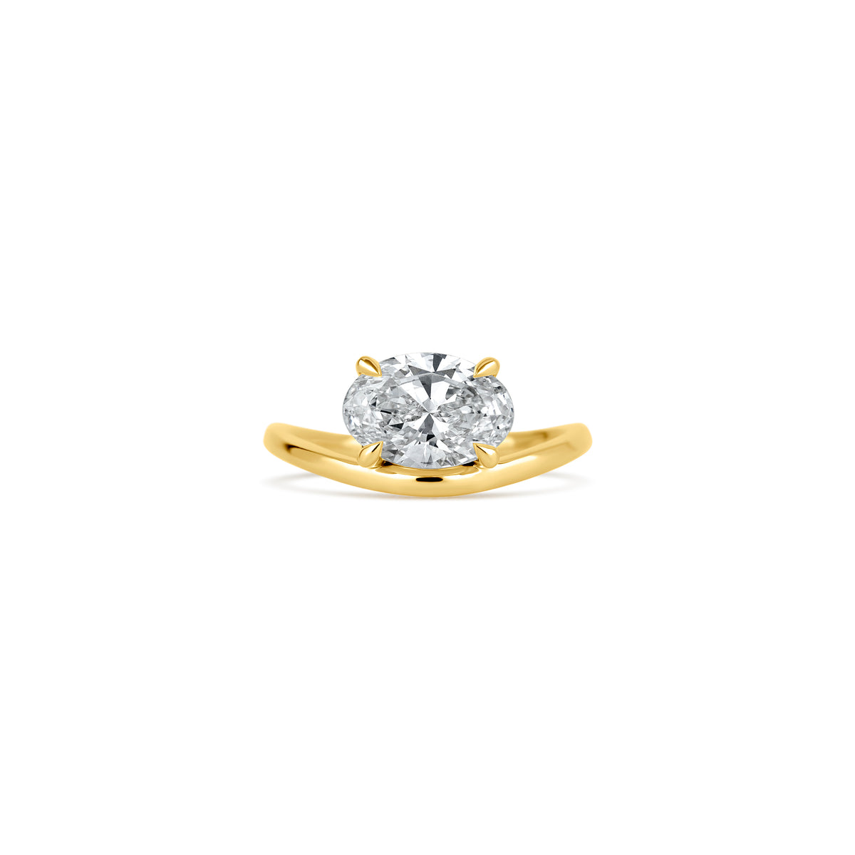 14k Yellow Gold Lab Grown 2.01ct Oval Diamond Solitaire Curved Engagement Ring