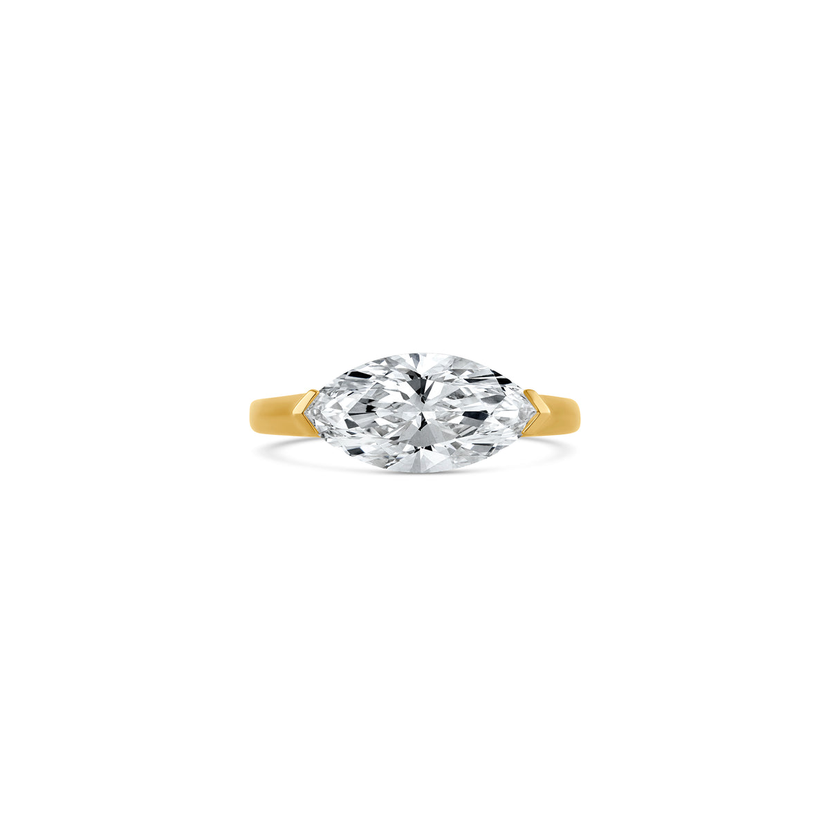 14k Yellow Gold Lab Grown 3.00ct Marquise Diamond Solitaire Engagement Ring
