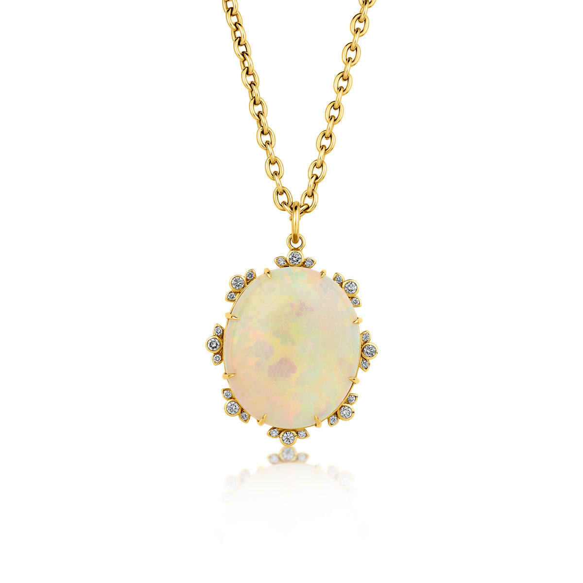 Syna Jewels 18k Yellow Gold Ethiopian Opal and Diamond Pendant