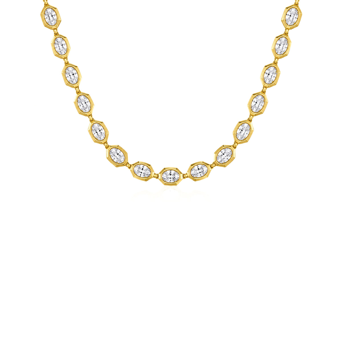 14k Yellow Gold Lab Grown Oval Diamond Bezel Set Necklace