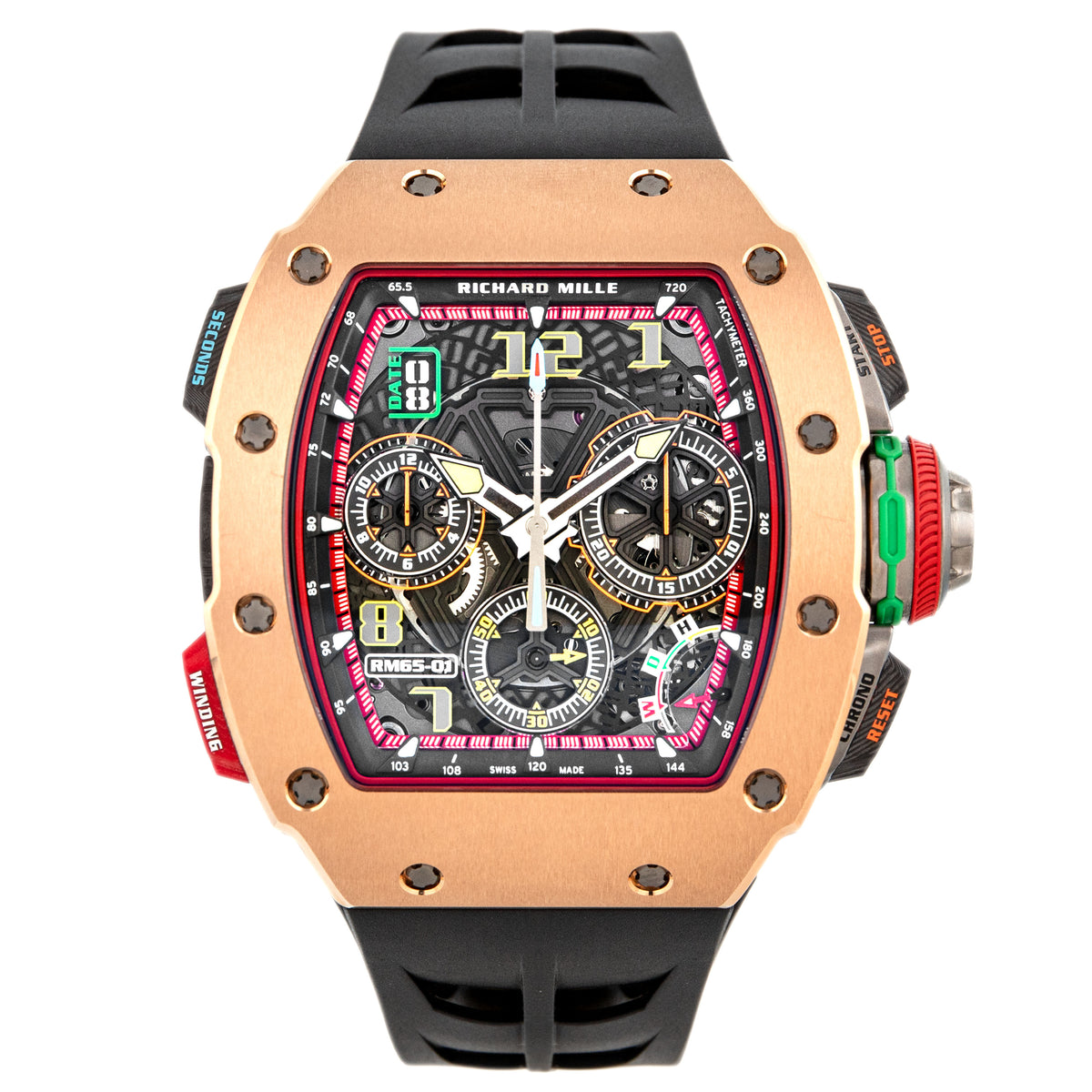 Richard Mille RM 65-01 Chronograph Titanium Rose Gold Skeleton Dial 44.5x50mm MON-01855 Full Set *SERVICED*