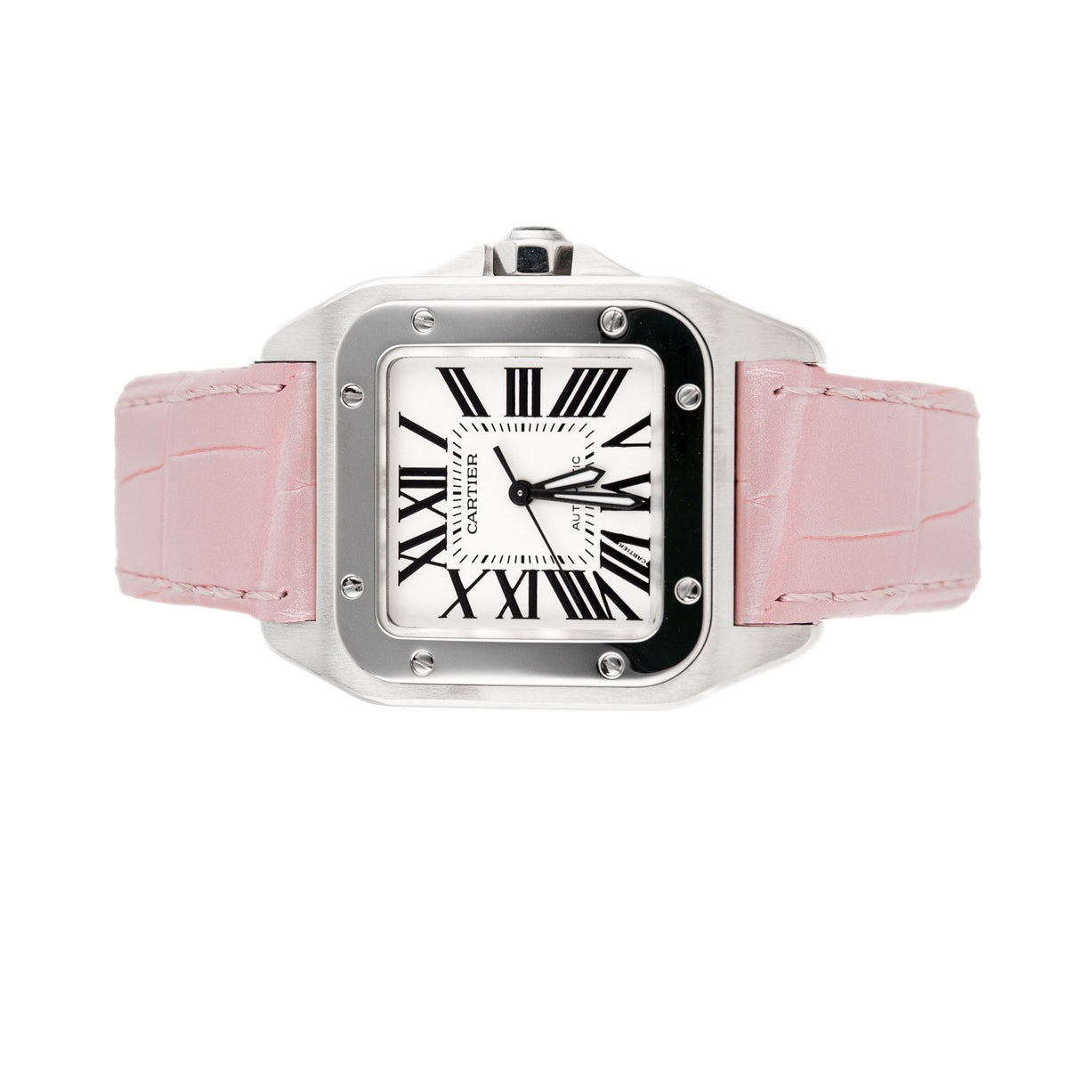 Cartier Santos 100 Stainless Steel Silver Dial 44x35mm W20126X8 Full Set