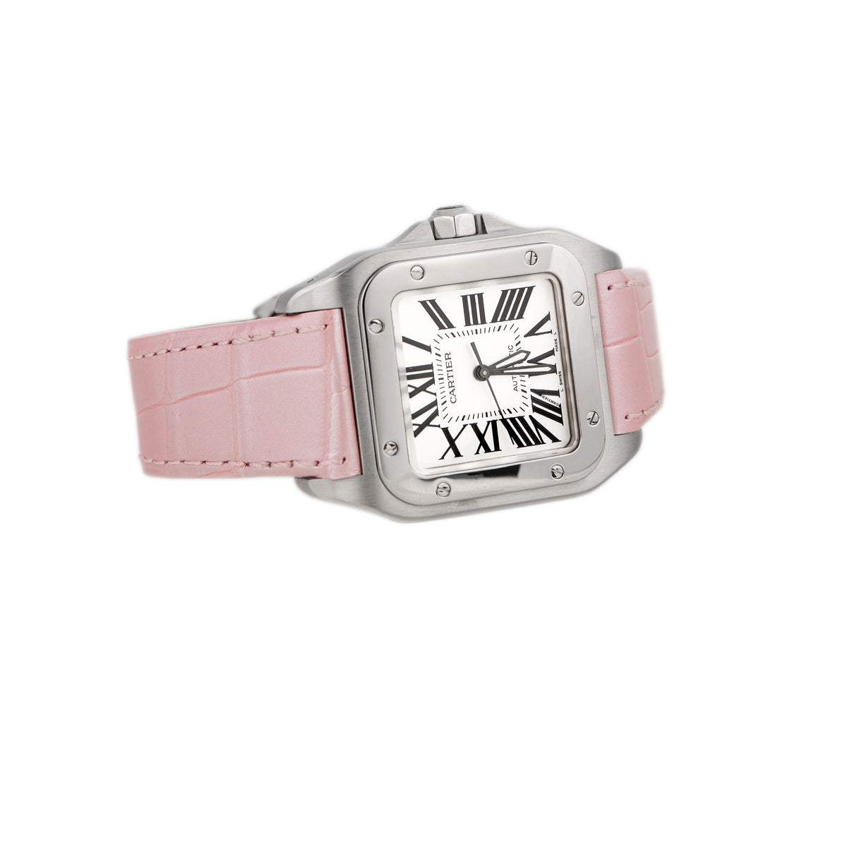 Cartier Santos 100 Stainless Steel Silver Dial 44x35mm W20126X8 Full Set