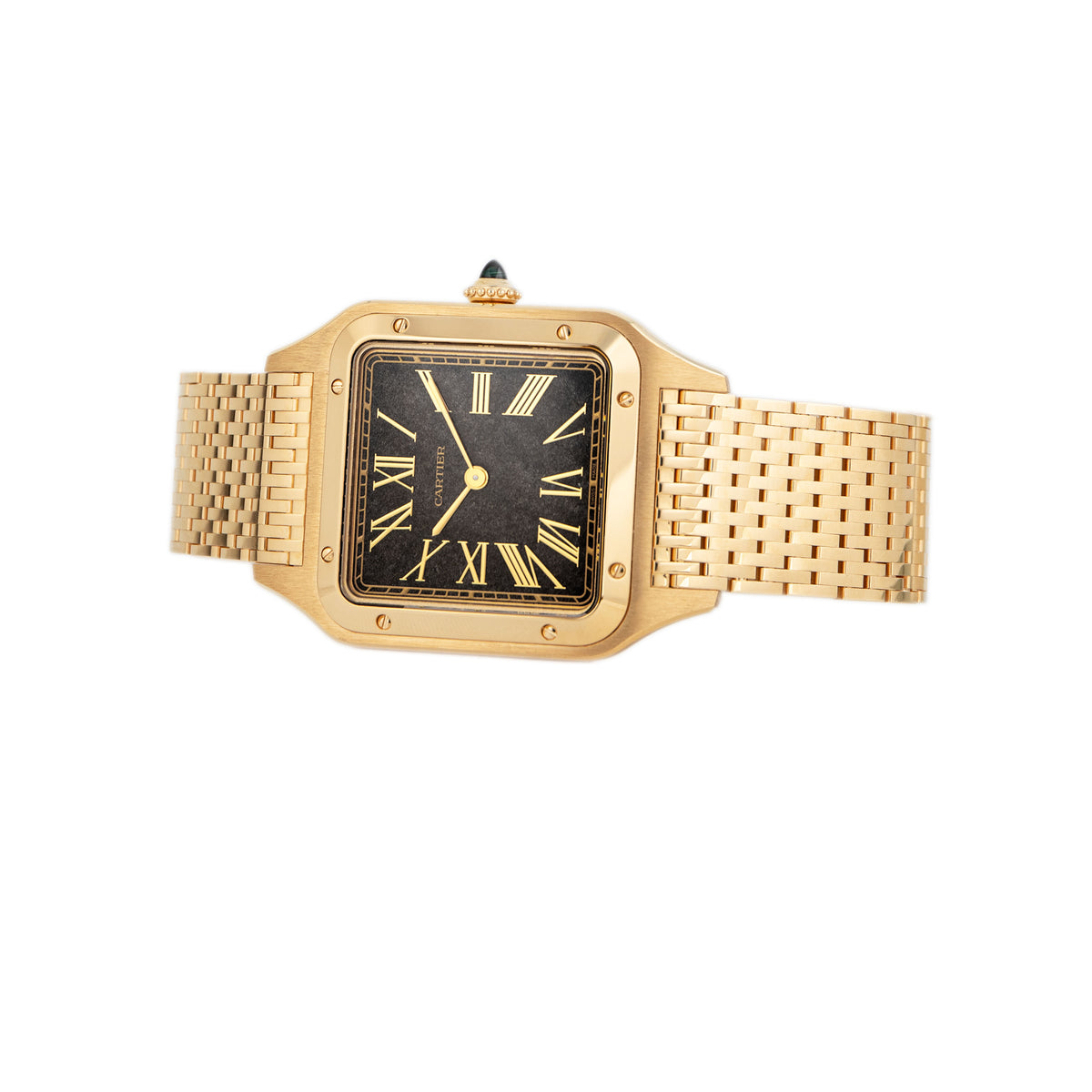 Cartier Santos-Dumont Yellow Gold Black Obsidian Dial 43.5x31.4mm WGSA0123 Full Set