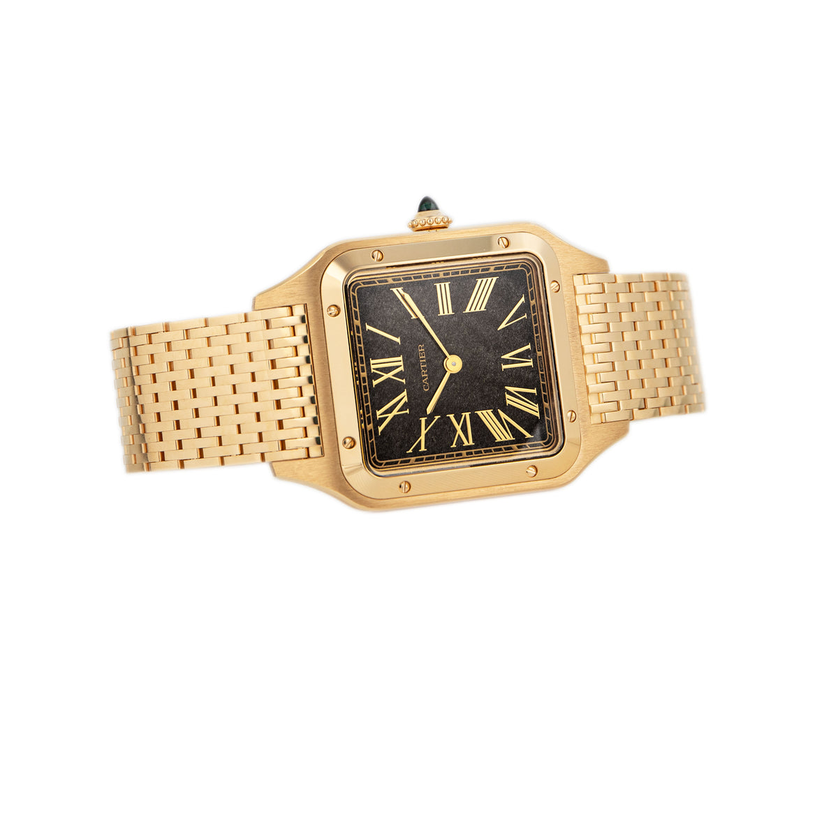 Cartier Santos-Dumont Yellow Gold Black Obsidian Dial 43.5x31.4mm WGSA0123 Full Set