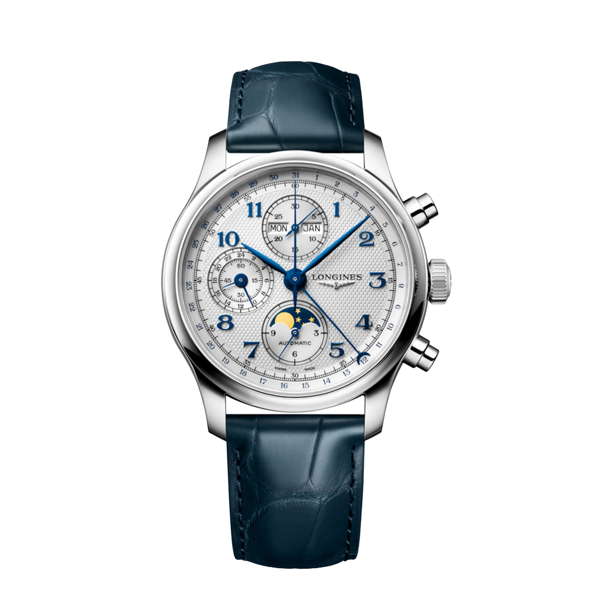 Longines Master Collection Chrono Moonphase Watch, 41mm Silver Dial, L2.962.4.73.2