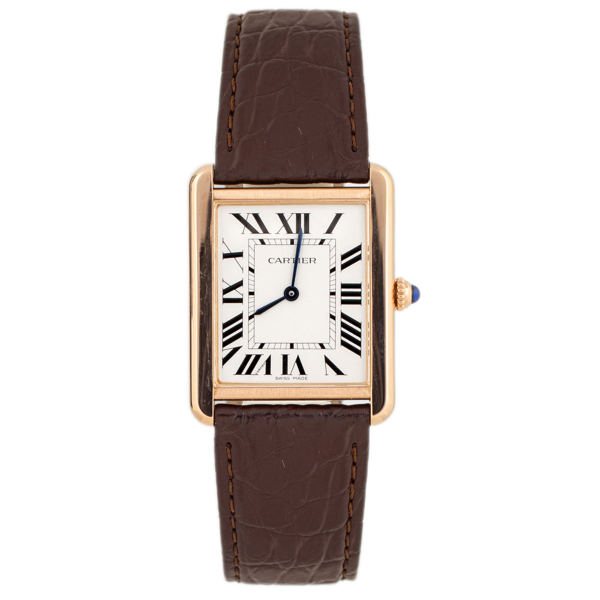 Cartier Tank Solo Rose Gold Silver Dial 34x27mm W5200025 Full Set