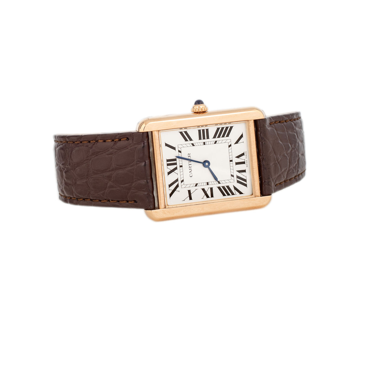 Cartier Tank Solo Rose Gold Silver Dial 34x27mm W5200025 Full Set