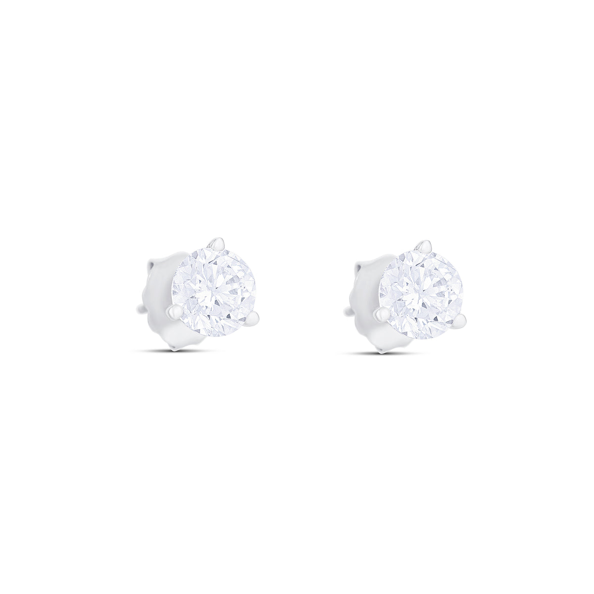 18K White Gold Round Diamond Stud Earrings 1.60cttw