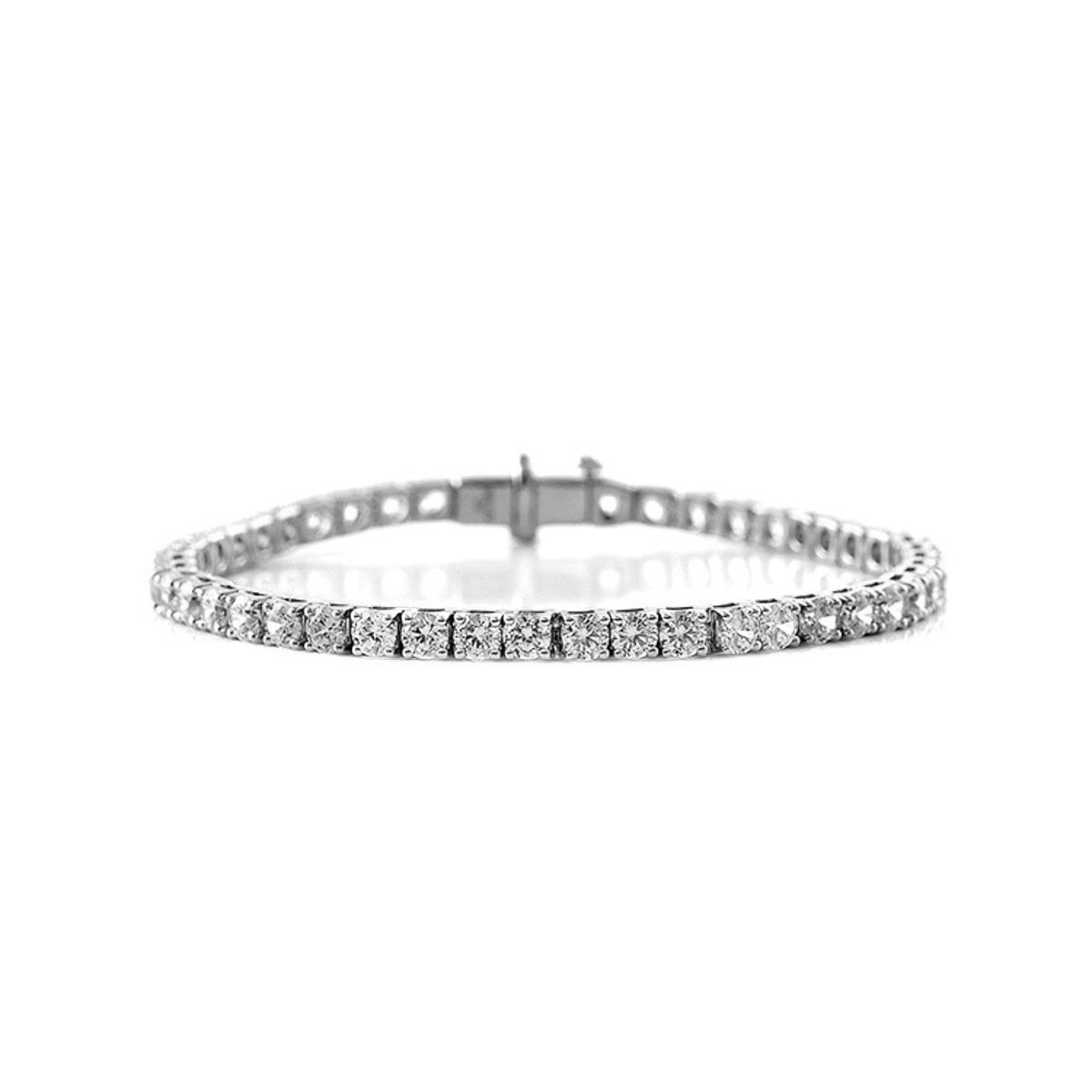 14k White Gold Lab Grown Round Diamond Line Bracelet 10.08cttw