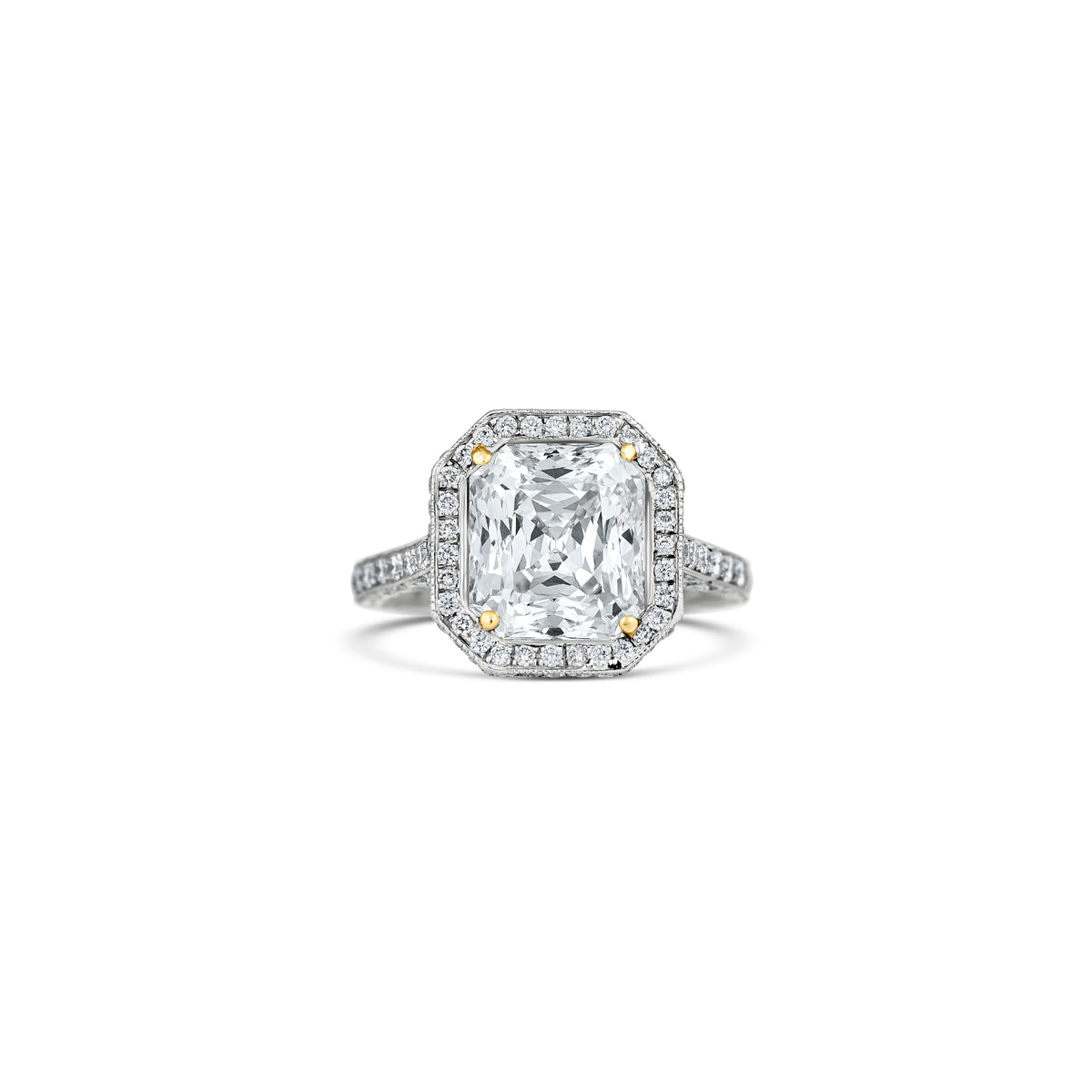 Platinum 4.46ct Radiant Diamond Halo Engagement Ring
