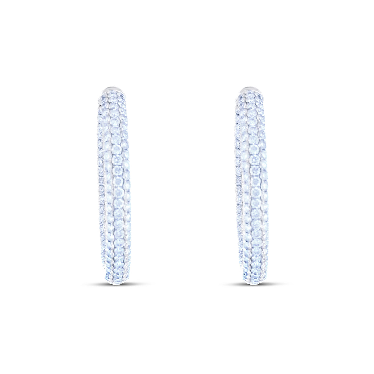 18k White Gold Diamond Pavé Inside Outside Hoop Earrings