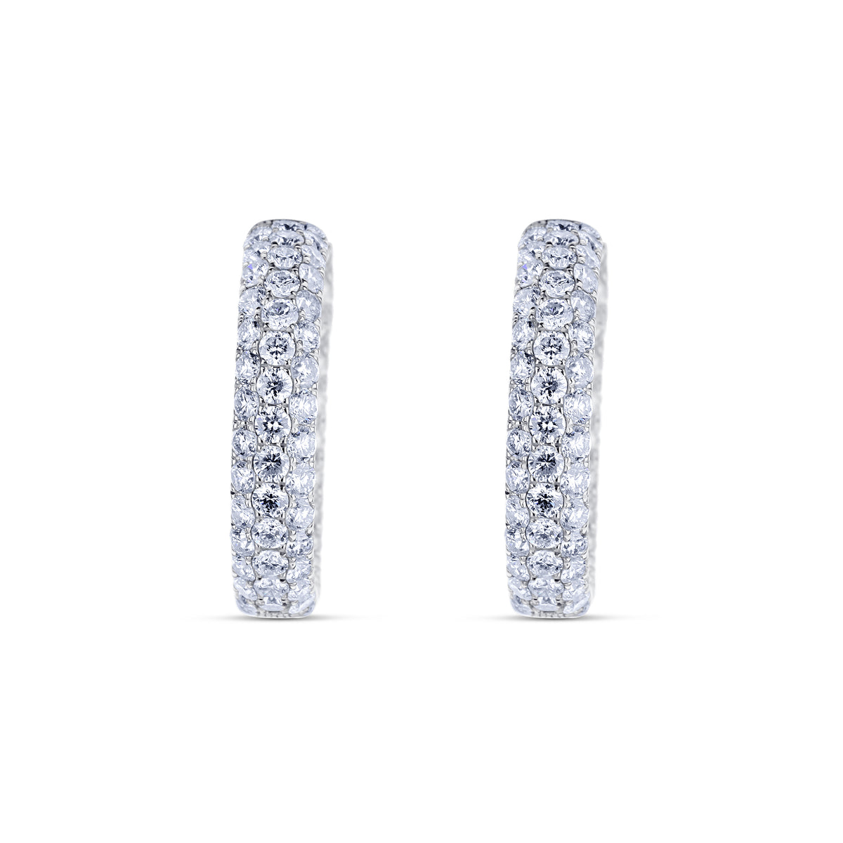 18k White Gold Diamond Pavé Inside Outside Hoop Earrings