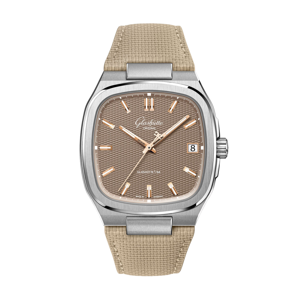 Glashutte Original 70's Tweed Amp Watch, 39mm Brown Dial, 1-36-11-03-02-66