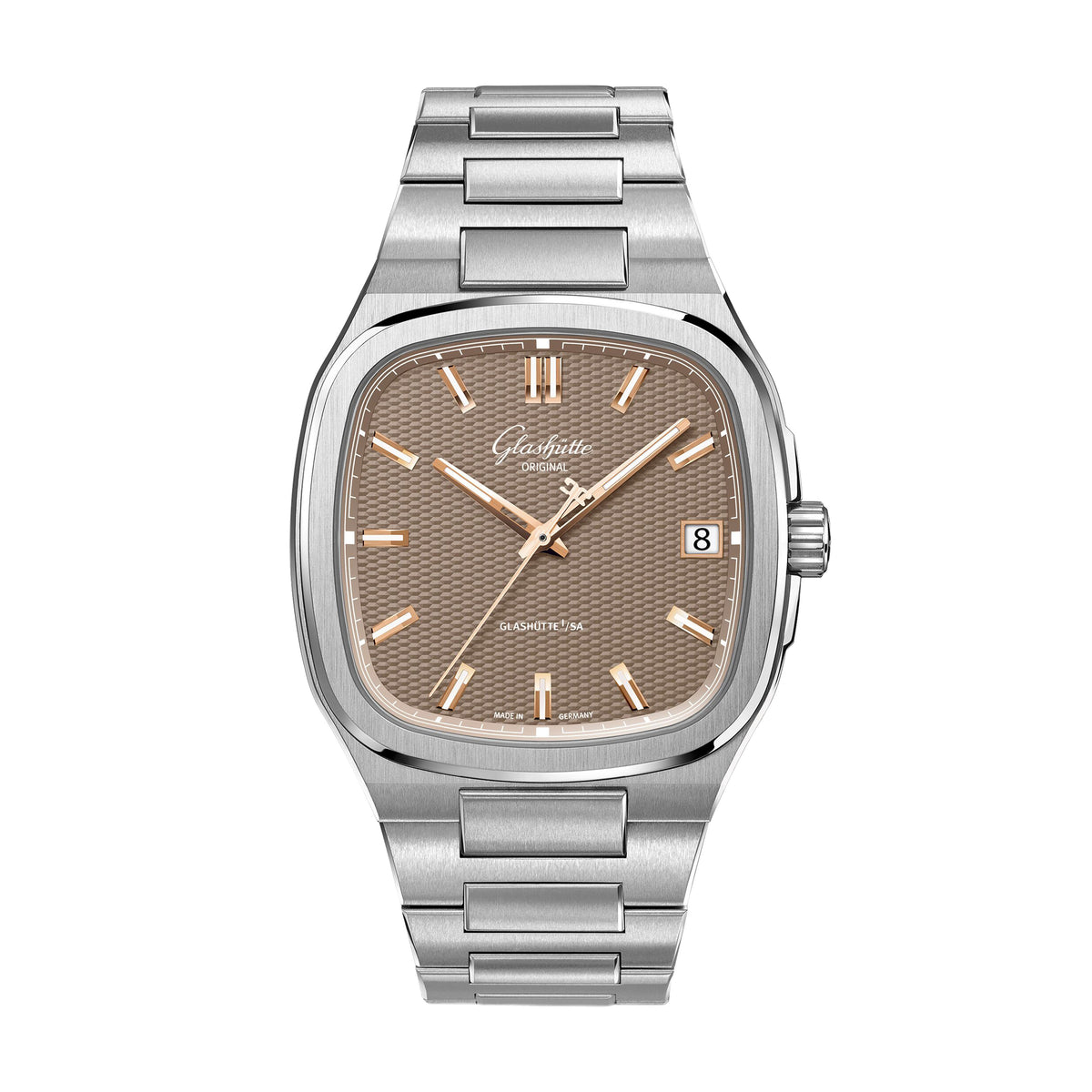 Glashutte Original 70s Tweed Amp Watch, 39mm Tan Dial, 1-36-11-03-02-71
