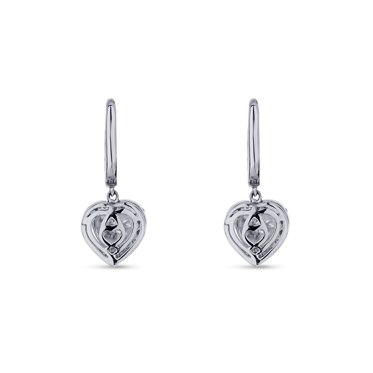 Platinum Heart Diamond Halo Drop Earrings
