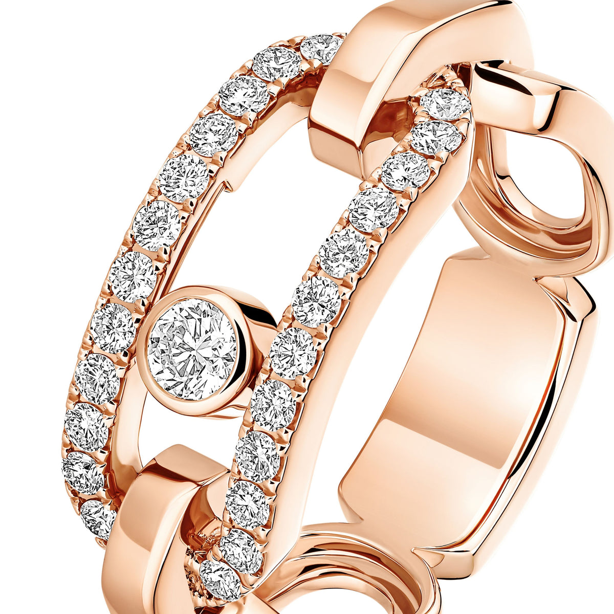 Messika Move Link 18k Rose Gold Diamond Ring