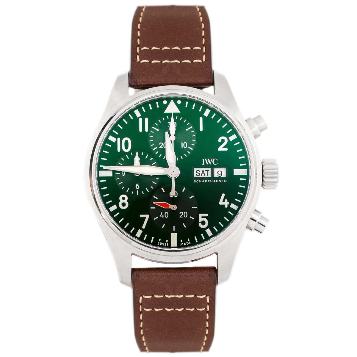 IWC Pilot’s Watch Chronograph 41 Stainless Steel Green Dial 41mm IW388103 Full Set