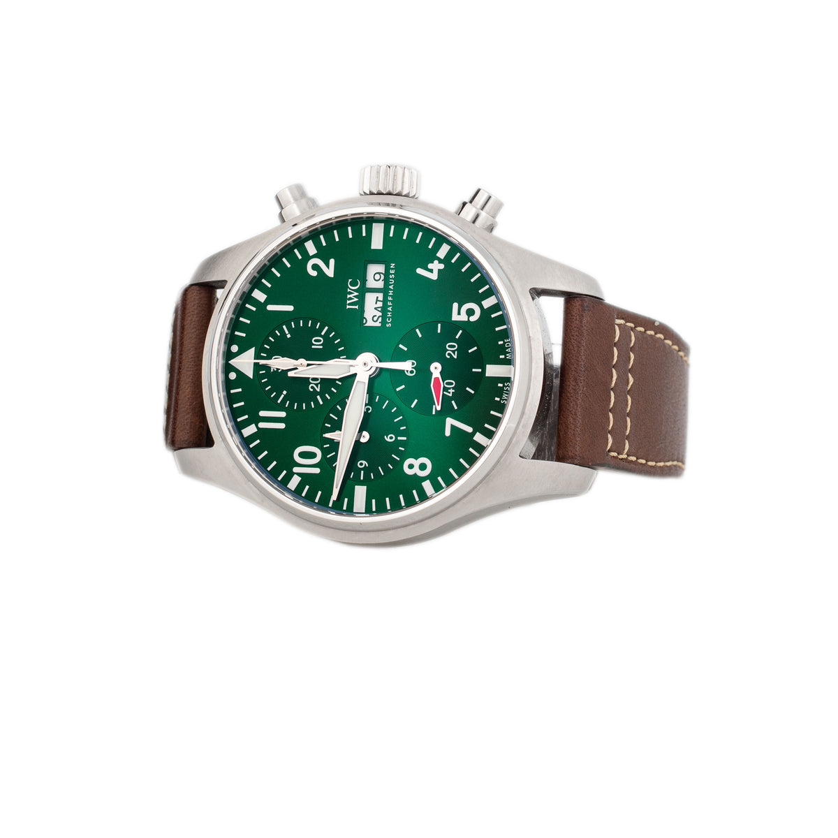 IWC Pilot’s Watch Chronograph 41 Stainless Steel Green Dial 41mm IW388103 Full Set