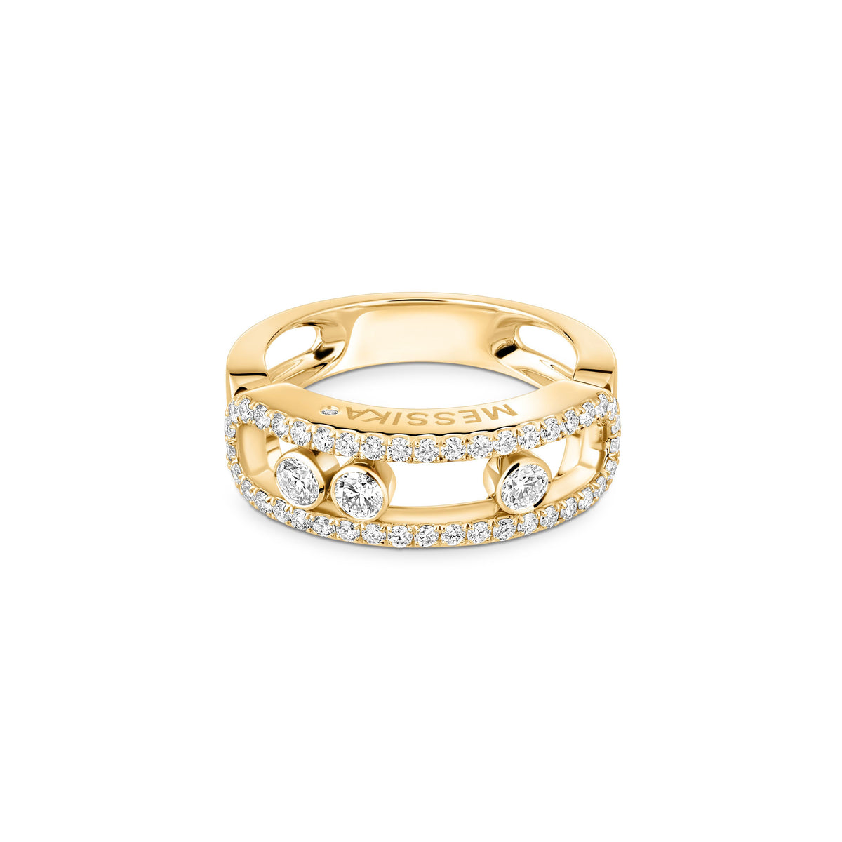 Messika Move Classique Large 18k Yellow Gold Pavé Diamond Ring