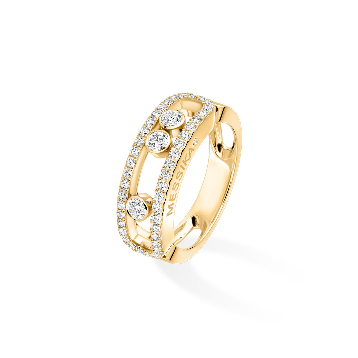 Messika Move Classique Large 18k Yellow Gold Pavé Diamond Ring