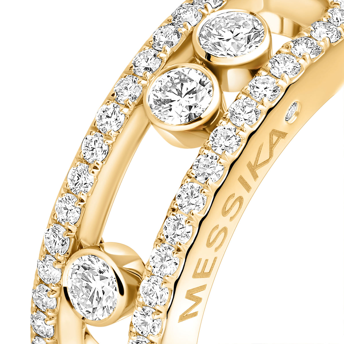 Messika Move Classique Large 18k Yellow Gold Pavé Diamond Ring