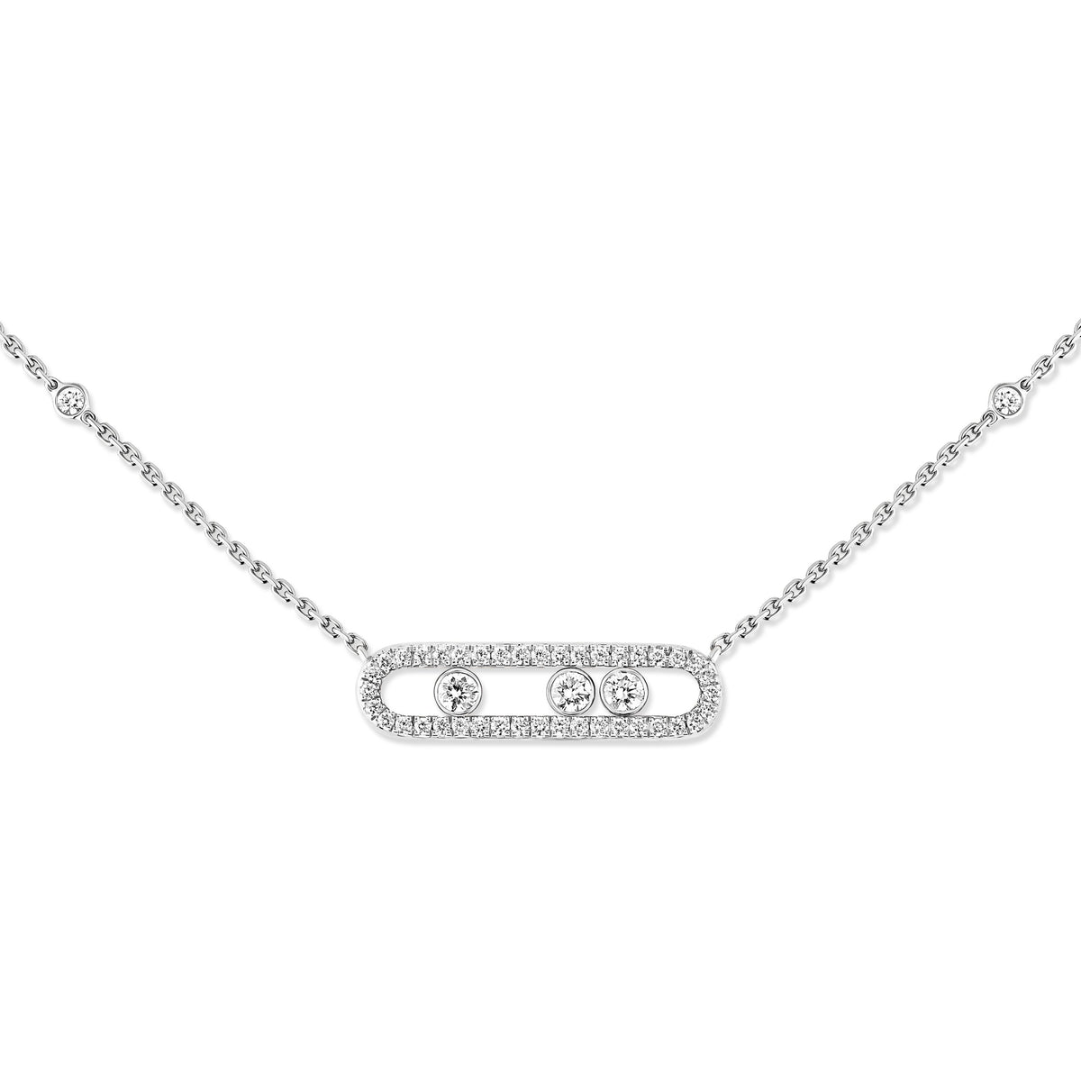 Messika Move Classique Small 18k White Gold Pavé Diamond Necklace