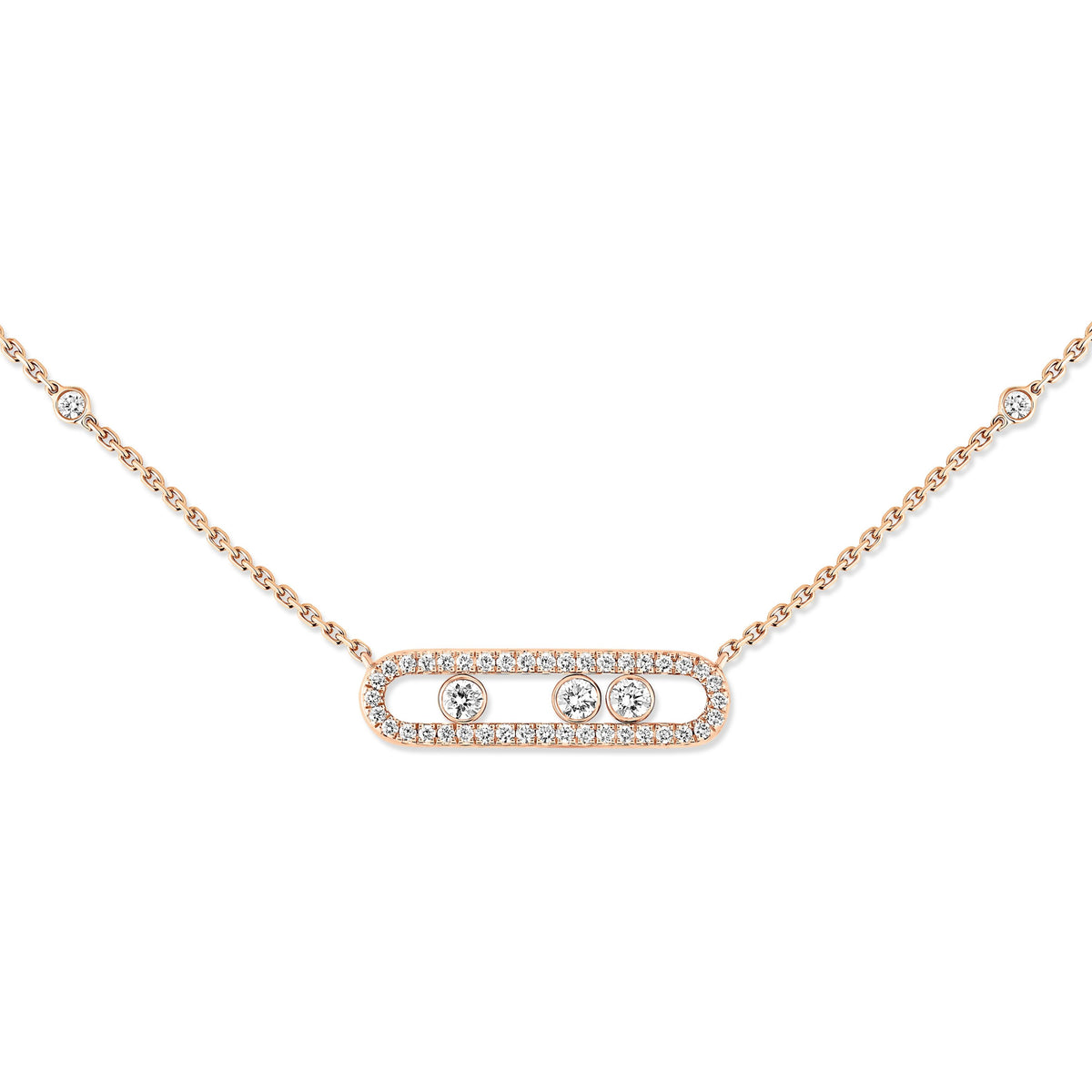 Messika Move Classique Small 18k Rose Gold Pavé Diamond Necklace