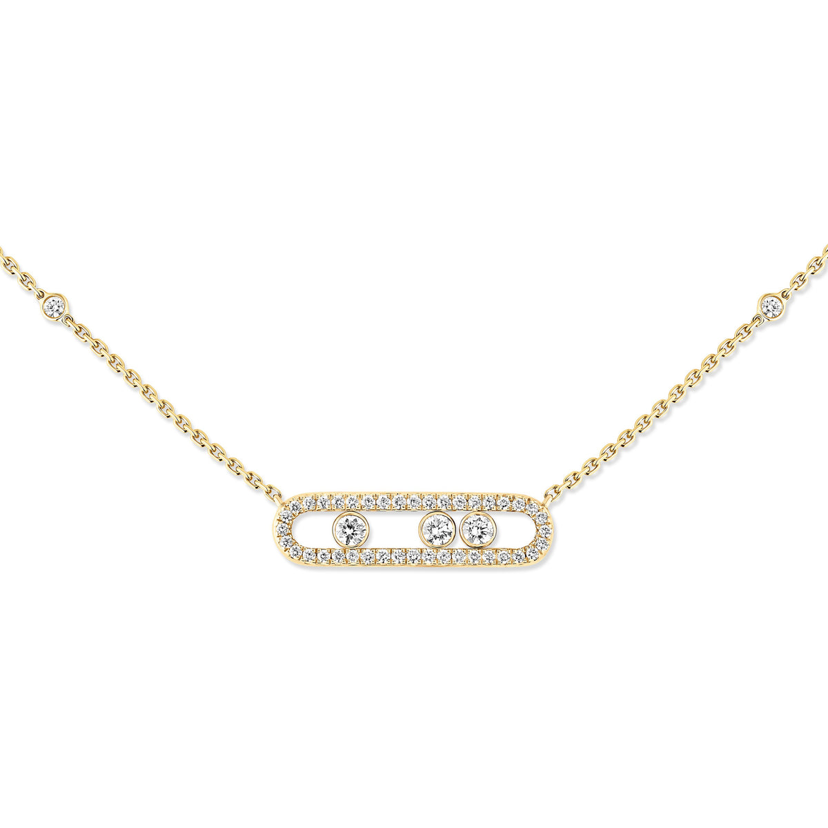 Messika Move Classique Small 18k Yellow Gold Pavé Diamond Necklace