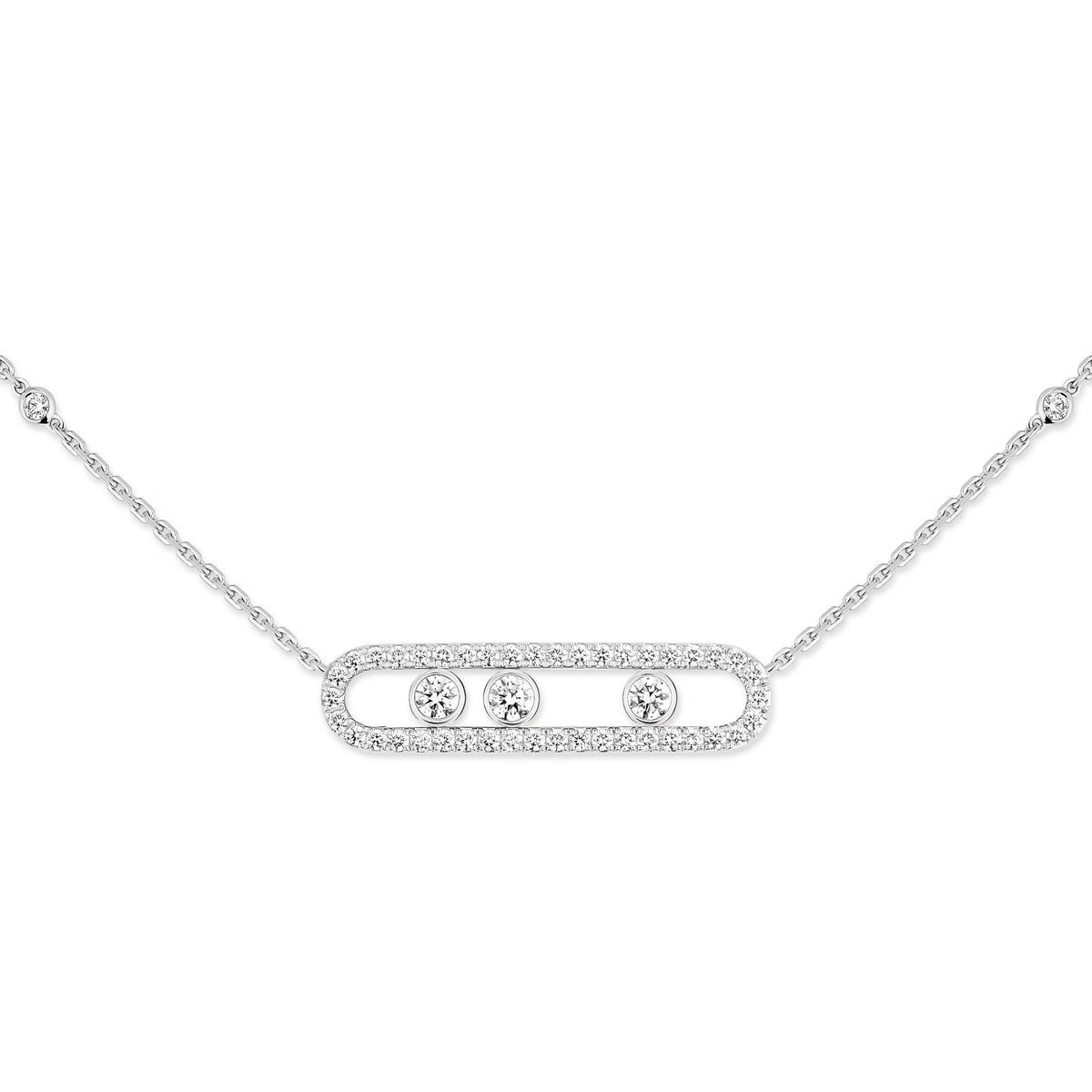 Messika Move Classique Large 18k White Gold Pavé Diamond Necklace