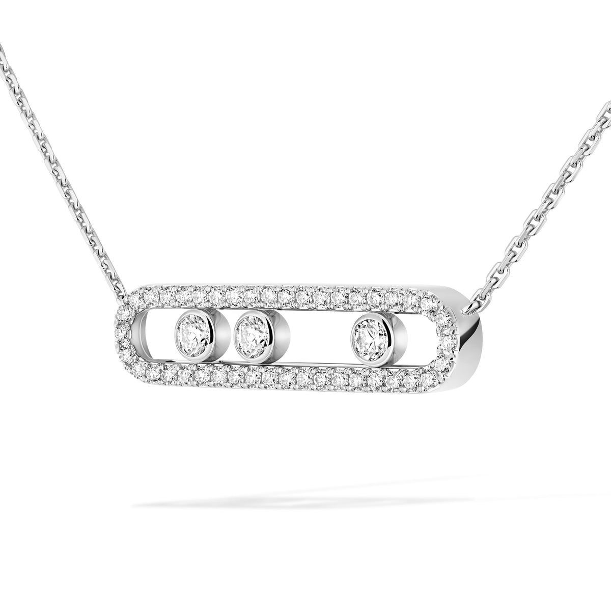 Messika Move Classique Large 18k White Gold Pavé Diamond Necklace