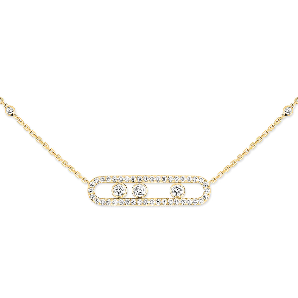 Messika Move Classique Large 18k Yellow Gold Pavé Diamond Necklace