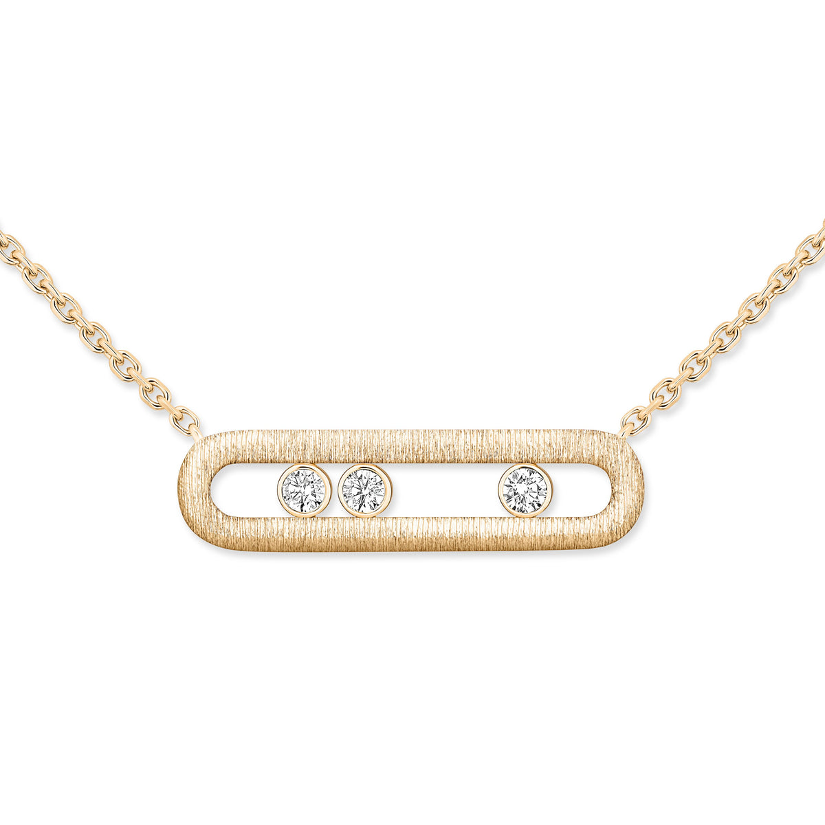 Messika Move Classique Large 18k Yellow Gold Florentine Finish Diamond Necklace