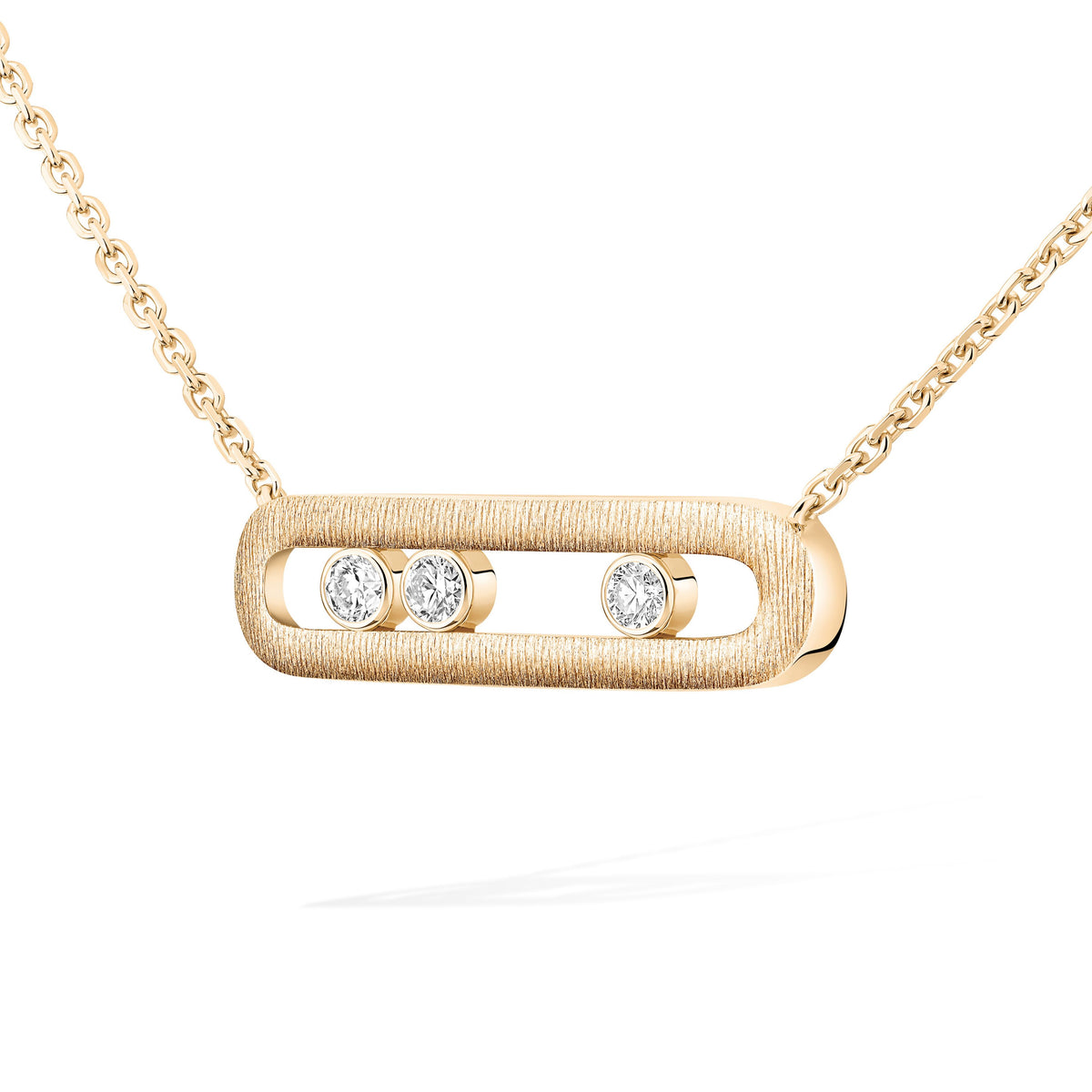 Messika Move Classique Large 18k Yellow Gold Florentine Finish Diamond Necklace