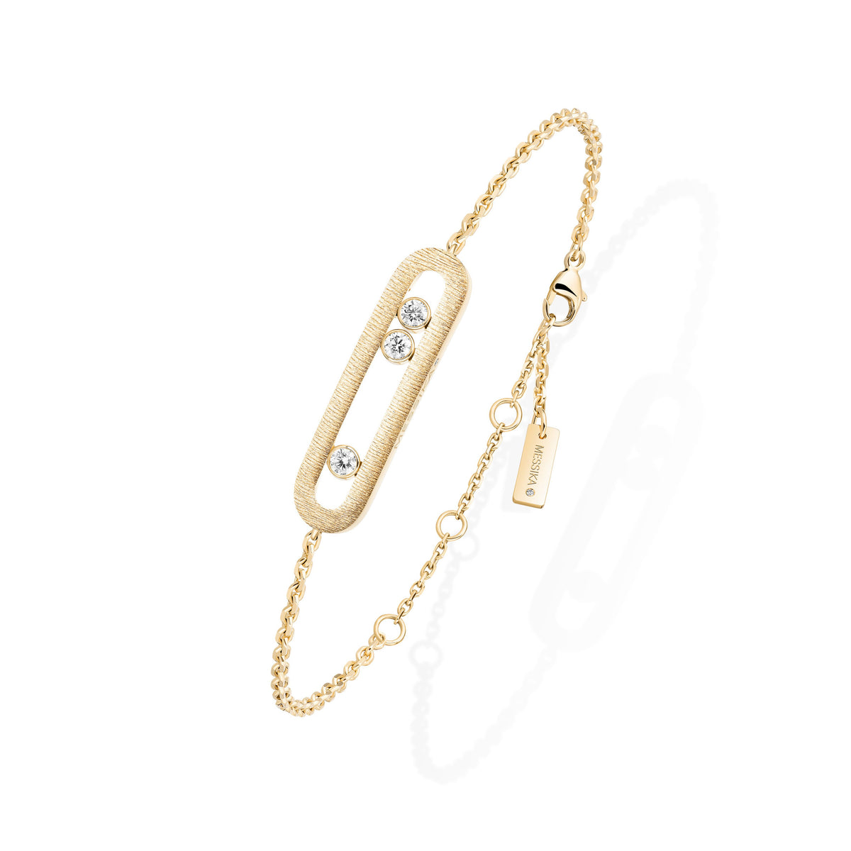 Messika Move Classique Large 18k Yellow Gold Florentine Finish Diamond Bracelet