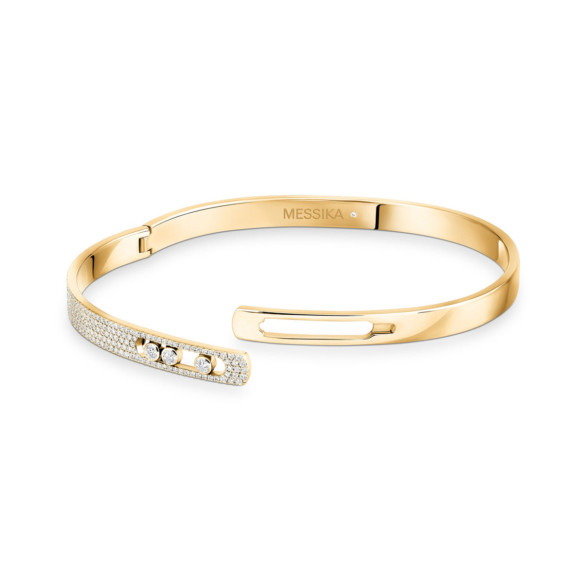 Messika Move Noa Small 18k Yellow Gold Pavé Diamond Bangle Bracelet